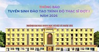 Thông báo tuyển sinh đào tạo trình độ thạc sĩ đợt 1 năm 2026